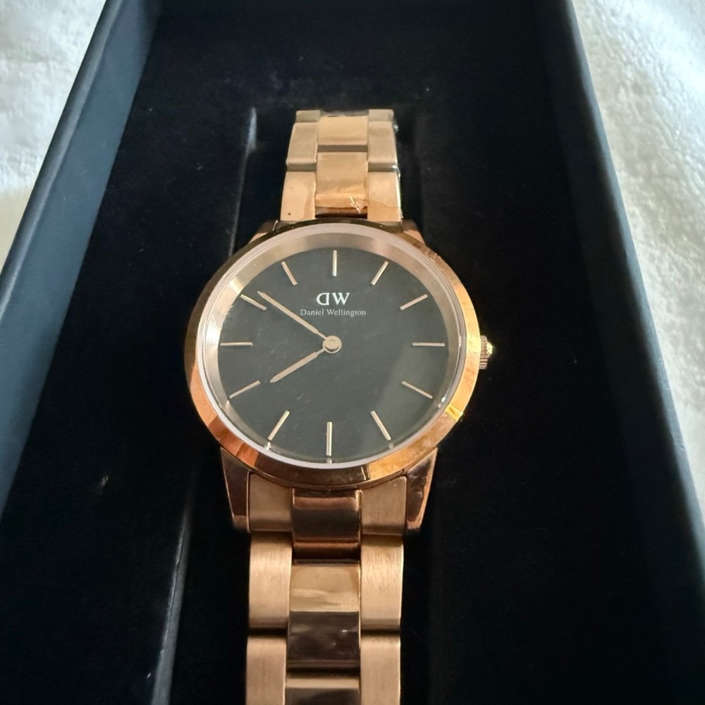 Daniel Wellington Copper-Tone Watch with Black Dial